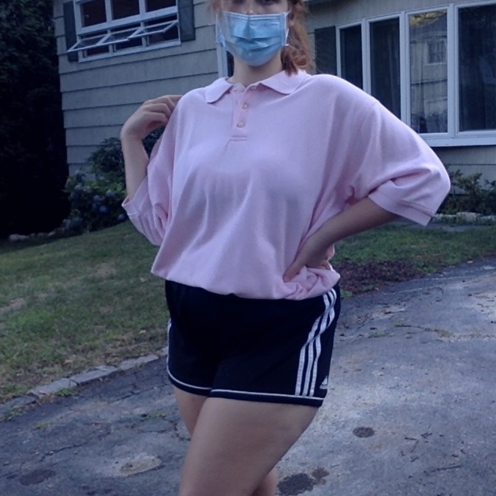 Oversized pink polo/golf shirt